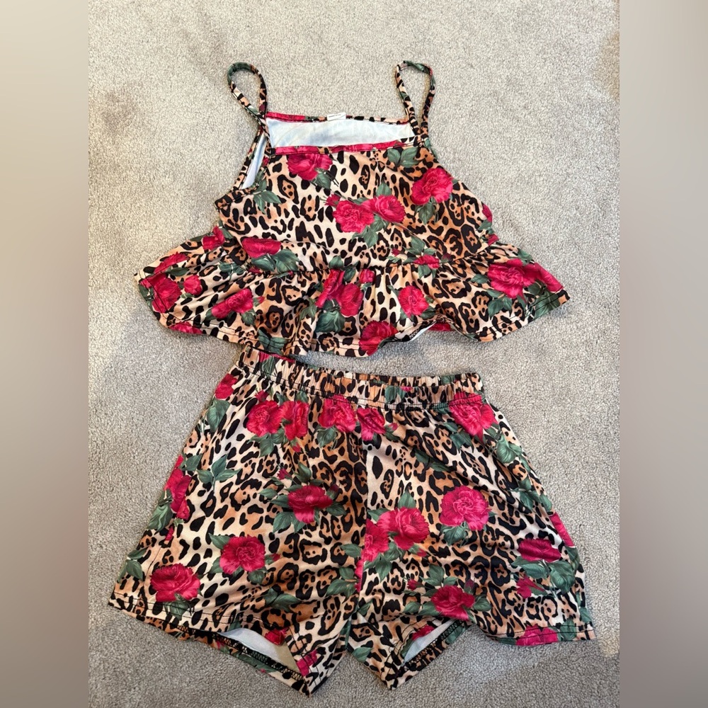 SHEIN Leopard and Floral Print 2 piece outfit